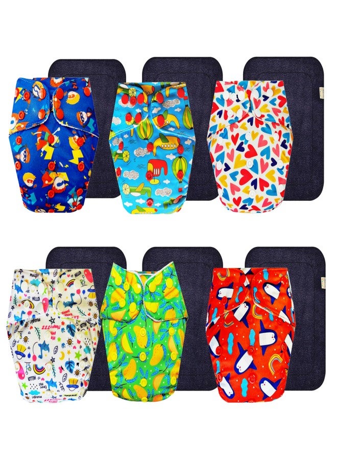 Dumbledo Premium Cloth Diaper with Black Insert (Pack of 6) | Hypoallergenic | Leakproof | Travel Friendly | Ideal for Toddlers | 3 Months - 3 Years | Unisex Baby - Image 1