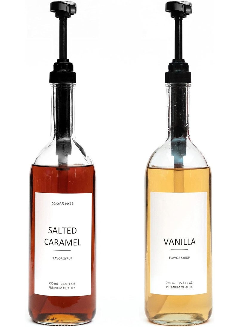 Glass Coffee Syrup Dispenser 750 ml for Coffee Bar - 2 Bottles (No Labels Included) - Image 1