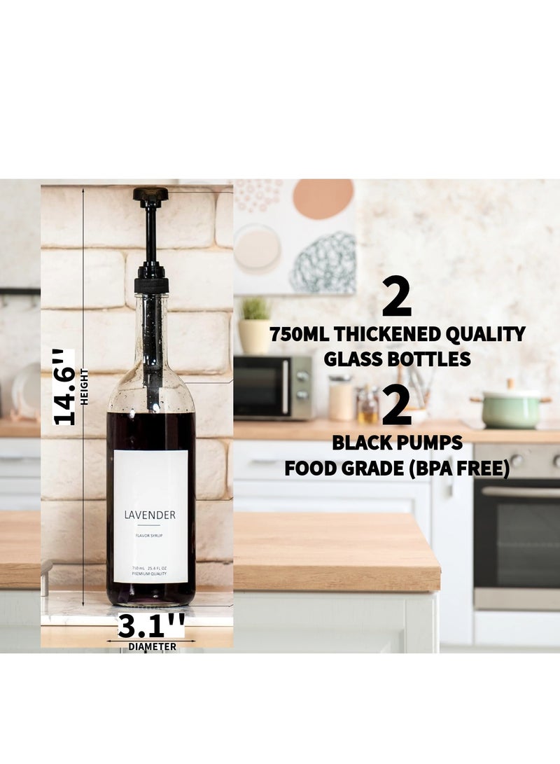 Glass Coffee Syrup Dispenser 750 ml for Coffee Bar - 2 Bottles (No Labels Included) - Image 3