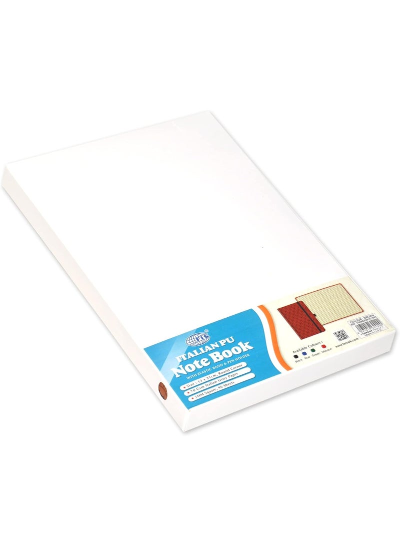 FIS® Executive Notebook, Size 13x21CM, 96 Sheets 5MM Square With Elastic PU Window Brown Design 5 -FSNBEX5M1321BR5 - Image 3