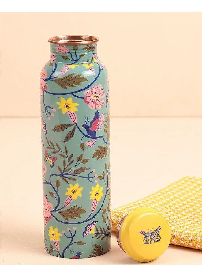 Chumbak European Florals Copper Bottle, 900ml