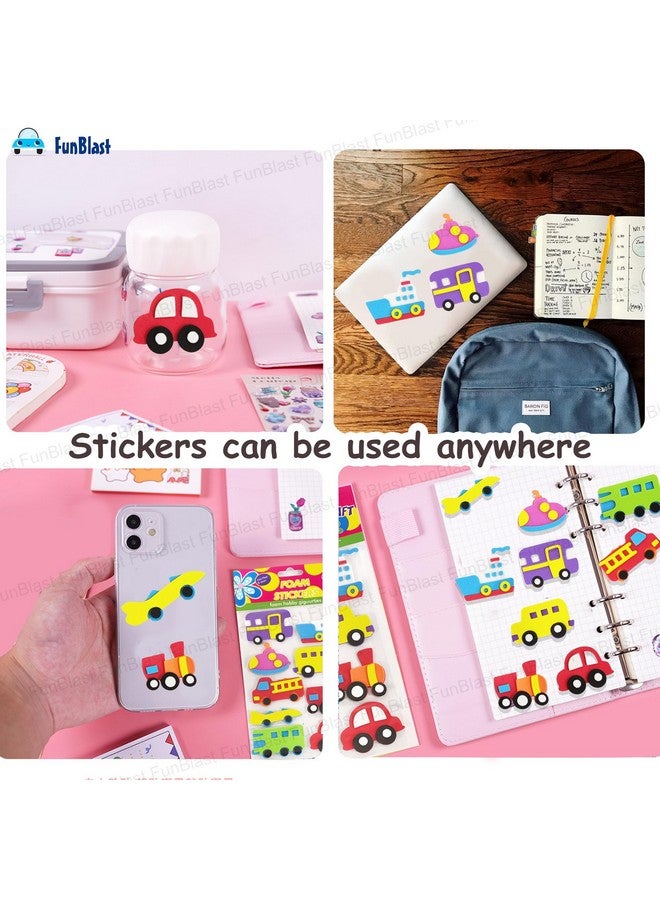 FunBlast Foam Stickers - 3D Self Adhesive Puffy Stickers for Kids, Vehicle Theme Stickers for Art and Craft Work, Scrap Booking, Decoration, Project Work for Kids - Multicolor - Image 2