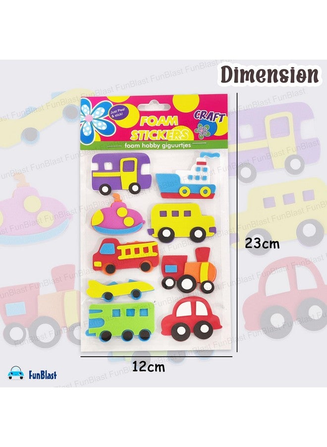 FunBlast Foam Stickers - 3D Self Adhesive Puffy Stickers for Kids, Vehicle Theme Stickers for Art and Craft Work, Scrap Booking, Decoration, Project Work for Kids - Multicolor - Image 3