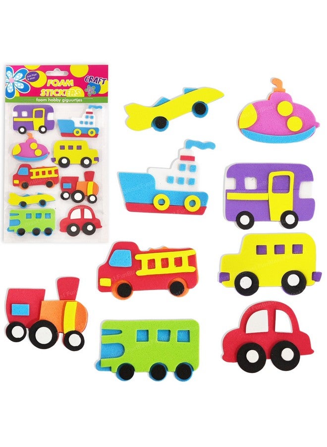 FunBlast Foam Stickers - 3D Self Adhesive Puffy Stickers for Kids, Vehicle Theme Stickers for Art and Craft Work, Scrap Booking, Decoration, Project Work for Kids - Multicolor - Image 1