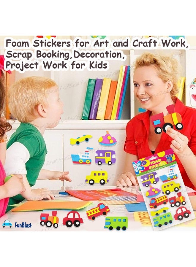 FunBlast Foam Stickers - 3D Self Adhesive Puffy Stickers for Kids, Vehicle Theme Stickers for Art and Craft Work, Scrap Booking, Decoration, Project Work for Kids - Multicolor - Image 5