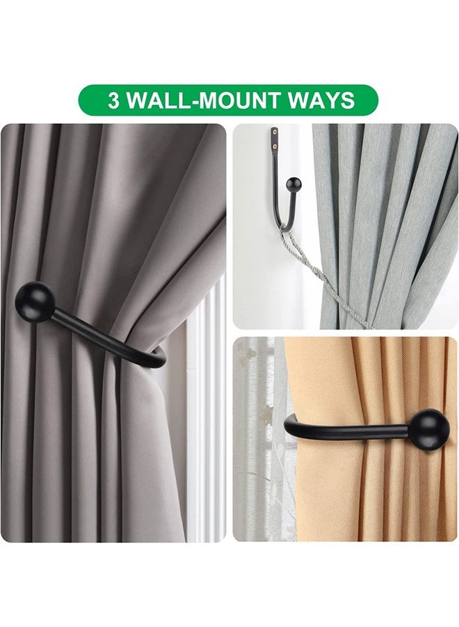 2pcs Curtain Holdbacks, Curtains Holder Wall Mounted Drapery Tiebacks Retro Window Hook for Home Decor, Black - Image 4
