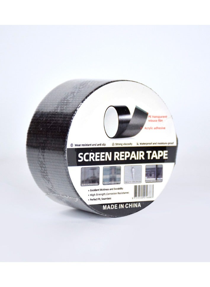هومستر دعم إصلاح نافذة الشاشة الشفافة لأفلام PCS، شريط نافذة الشاشة ذاتية اللصق، مادة لاصقة قوية، طاردة للبعوض والحشرات، لفافة ثقب، دعم إصلاح شبكة الشاشة المنزلية، مناسب لنوافذ عادية/سلكية فولاذية/شاشة ثقب غير مرئية، قطع حر، معدل استخدام مرتفع (أسود، 5 سم × 2 م) - Image 1