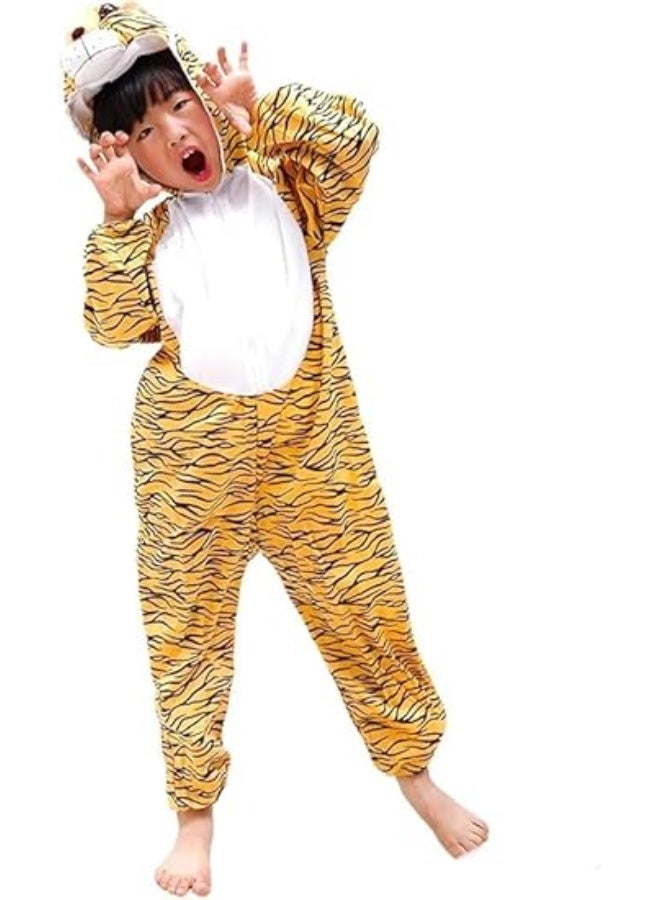 Brain Giggles Tiger Animal Plush Costume Design Halloween Carnival Party Jumpsuit for Kids Boys & Girls Small - Image 1