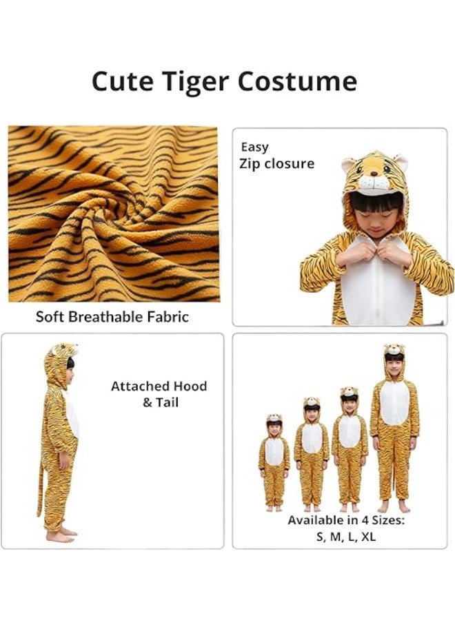 Brain Giggles Tiger Animal Plush Costume Design Halloween Carnival Party Jumpsuit for Kids Boys & Girls Small - Image 4