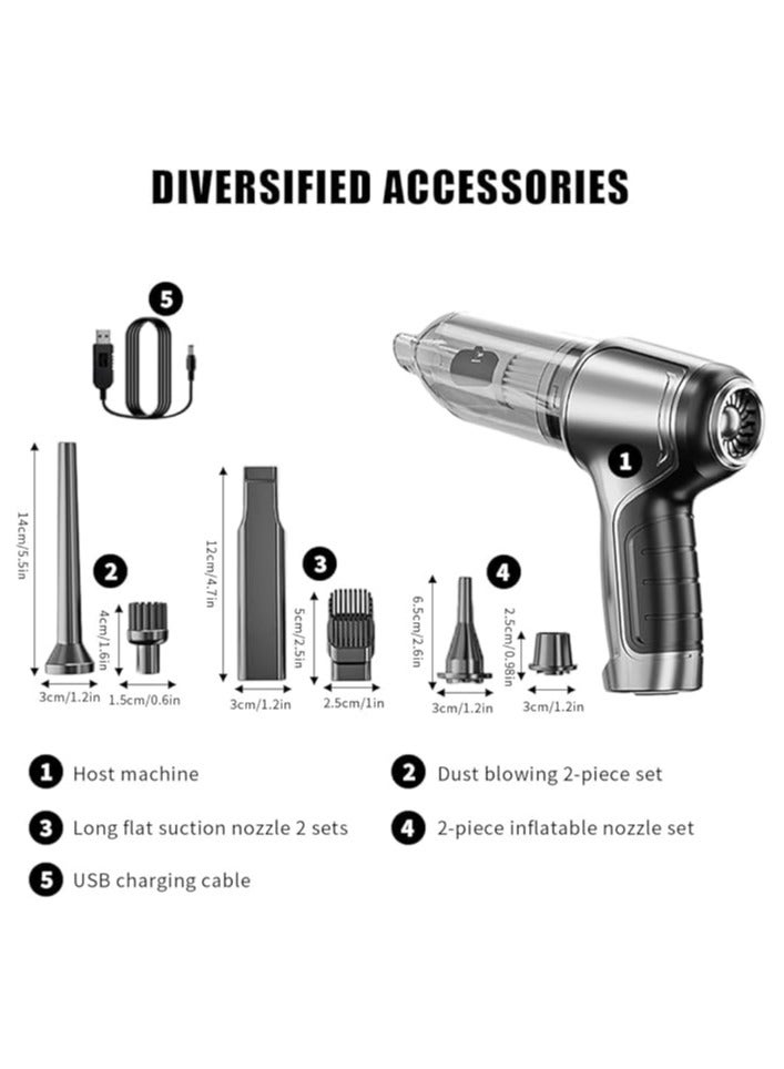 erorex Compressed Air Duster, 19000PA Electric Air Duster, 120W 35500RPM Portable Air Blower, 2 in 1 4000mAh Portable Air Blower with 5 nozzle attachments, for Computer Keyboard Fast Charge  - Image 5