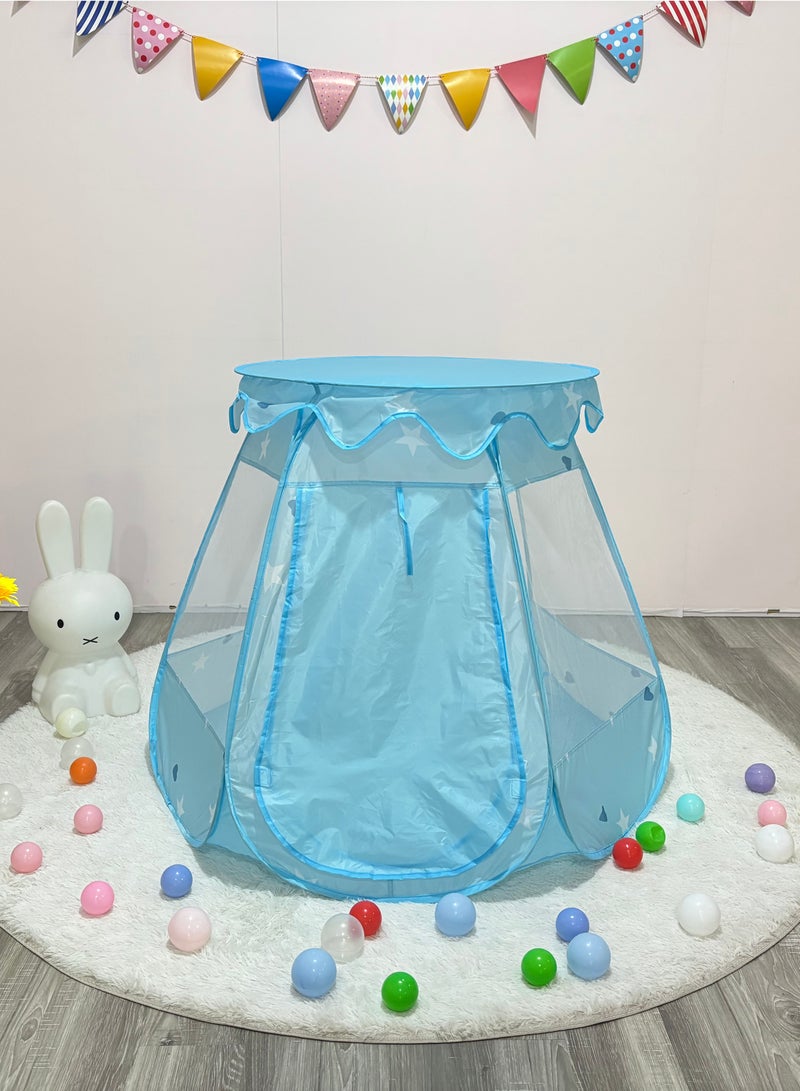 راكاي خيمة لعب للأطفال باللون الأزرق بنمط النجوم، بيت لعب قابل للطي، ألعاب toddlers للأولاد والبنات، 100 × 95 سم، تصميم سداسي - Image 2