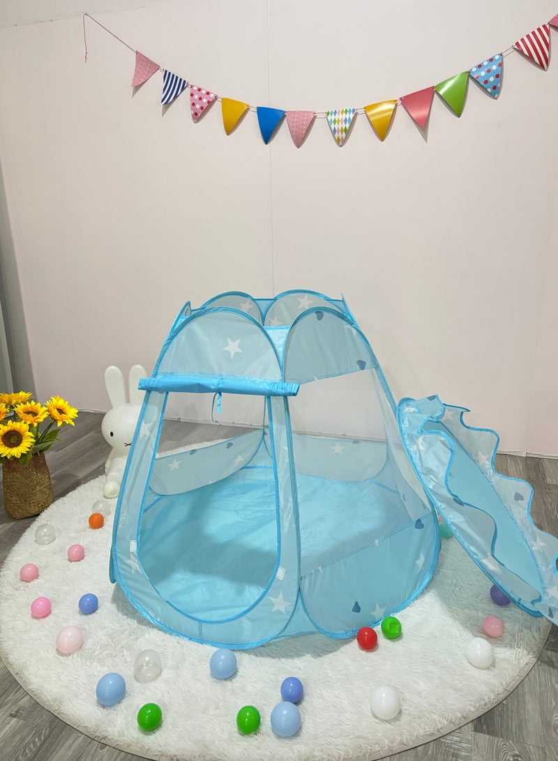 راكاي خيمة لعب للأطفال باللون الأزرق بنمط النجوم، بيت لعب قابل للطي، ألعاب toddlers للأولاد والبنات، 100 × 95 سم، تصميم سداسي - Image 3