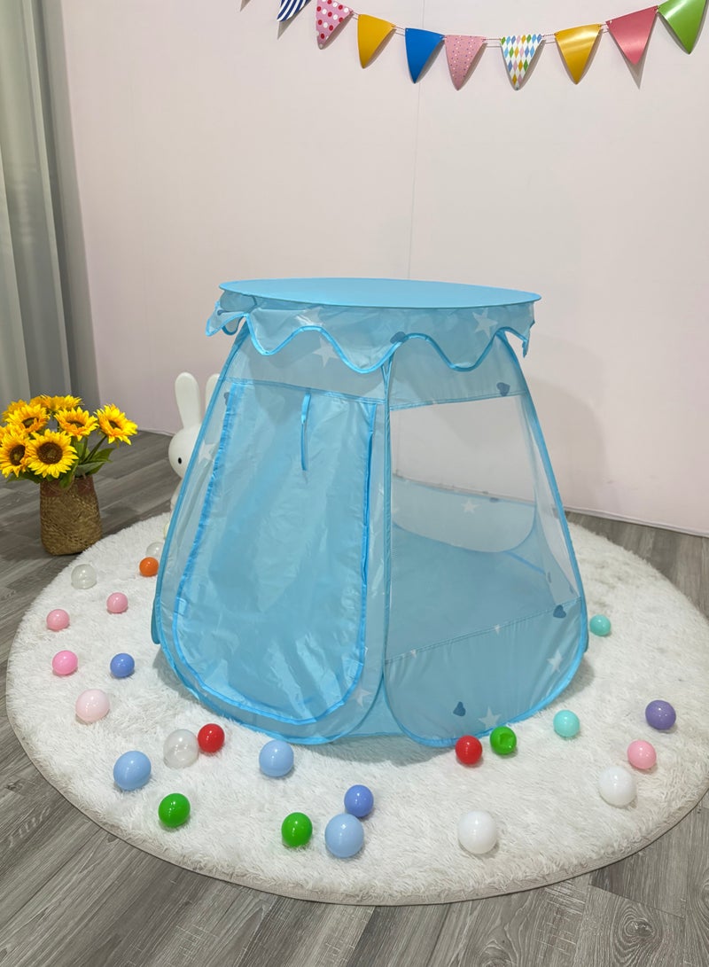 راكاي خيمة لعب للأطفال باللون الأزرق بنمط النجوم، بيت لعب قابل للطي، ألعاب toddlers للأولاد والبنات، 100 × 95 سم، تصميم سداسي - Image 4