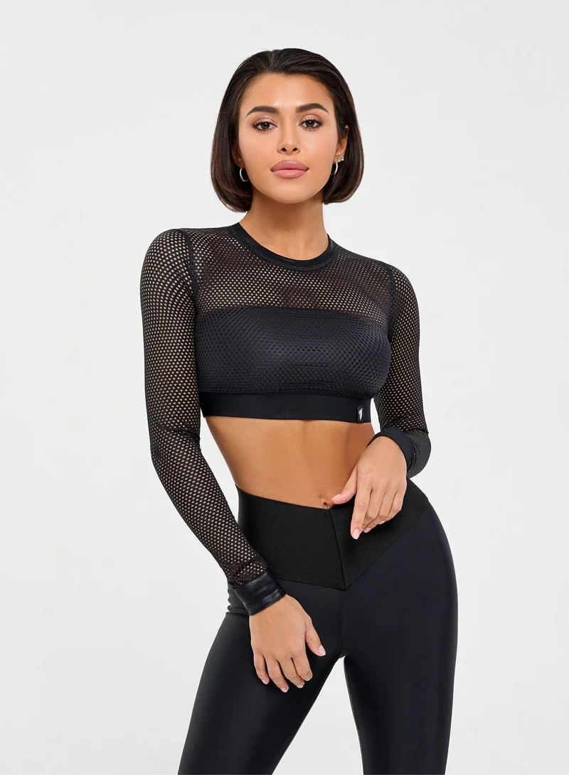Compression Cropped Crop Long Sleeve Gym Top for Women