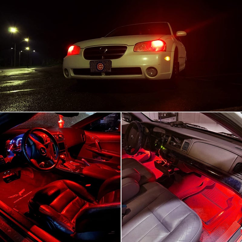 PHINLION 194 LED Light Bulb Red Super Bright 168 2825 W5W T10 Wedge 6-SMD 3030 Chipsets LED Replacement Bulbs for Car Dome Map Parking Door Courtesy Side Marker License Plate Lights - Image 5