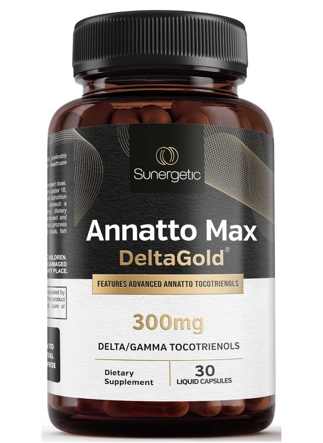 Sunergetic - Premium Annatto Tocotrienol Supplement Vitamin E Tocotrienols With Deltagold Tocotrienols Vitamin E 300 Mg Supports Liver Immune & Heart Health Delta + Gamma Tocotrienols (30 Liquid Capsules) - Image 1
