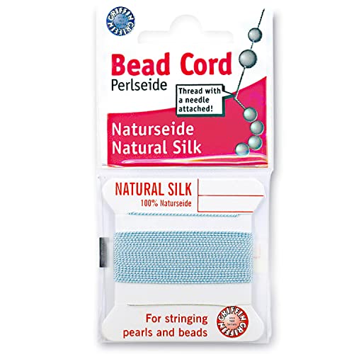 Griffin Silk Bead Cord Perlseide – Turquoise Color – Size 6 (0.70mm) – 2 Meters per Card – Stainless Steel Needle Attached – for Knotting Pearls, Gemstones, Crystals and Beads - Image 1