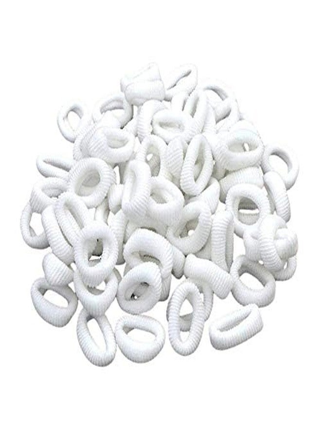Kalaneet Small White Rubber Bands Hair Ties Ponytail Holders for Girls Kids Baby Girls 100 pcs - Image 1