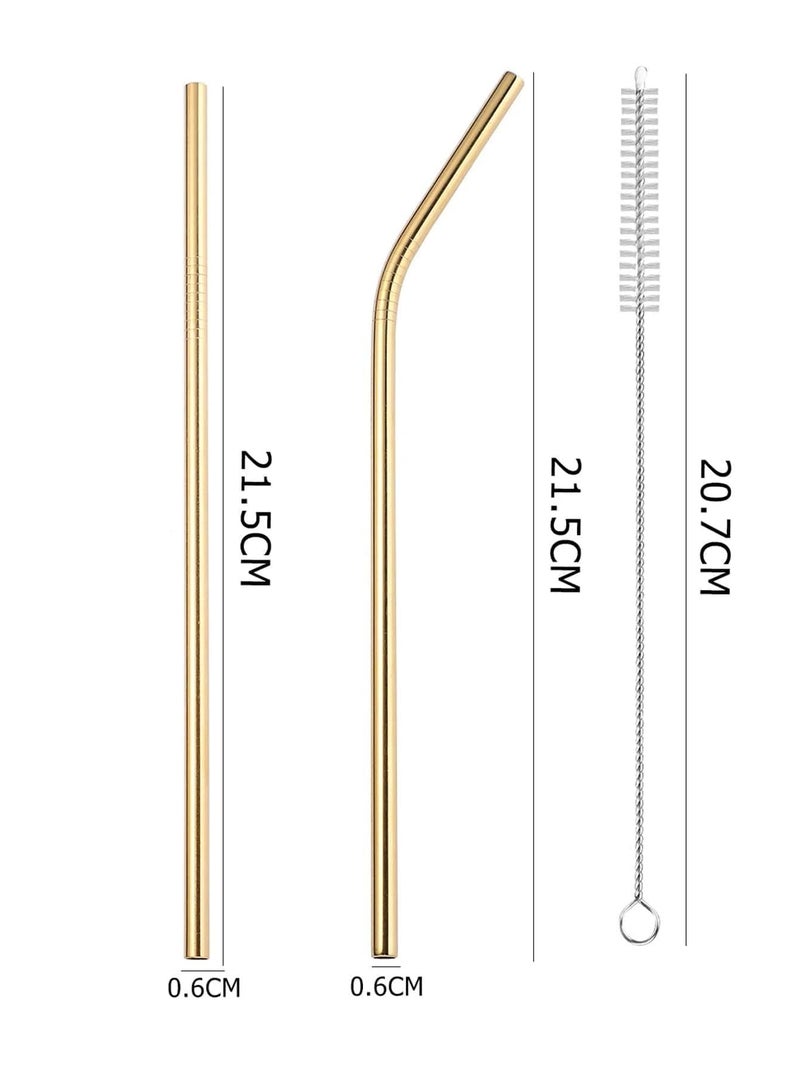 Stainless Steel Reusable Straws Gold Color - 4 Piece with Cleaning Brush - Image 5