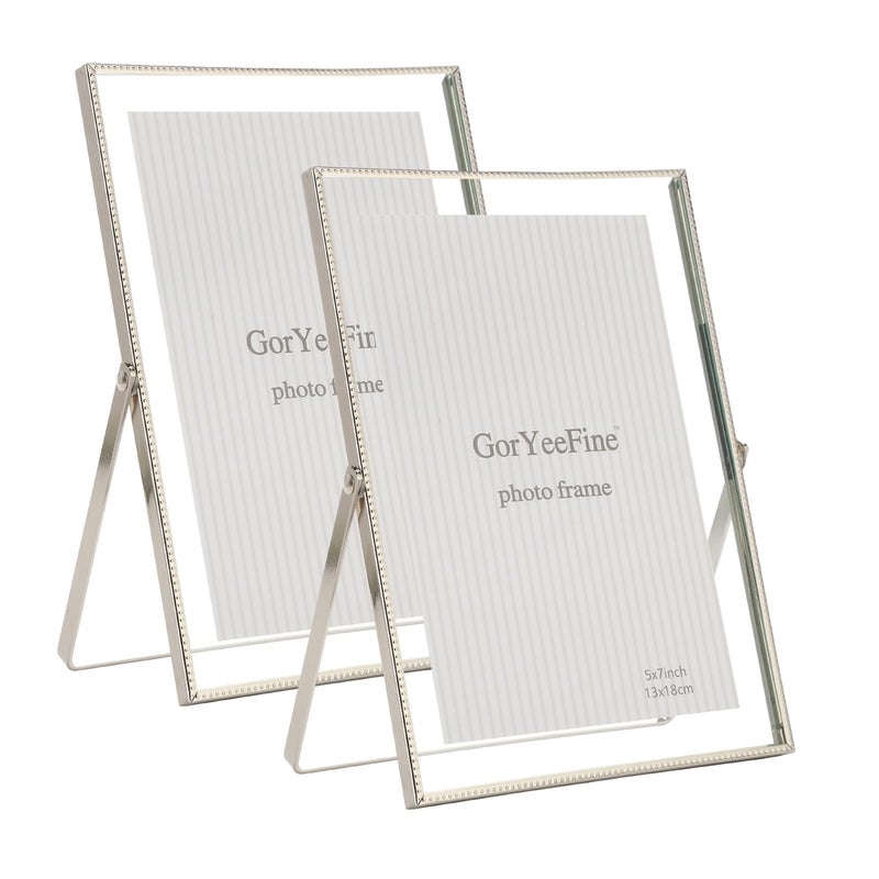 GorYeeFine Silver 5x7 '' مجموعة إطار عائم من 2 لأحجام الصور (2x3 '' 3.5x5 '' 4x 6 '' حتى 5x7 ') - Image 1
