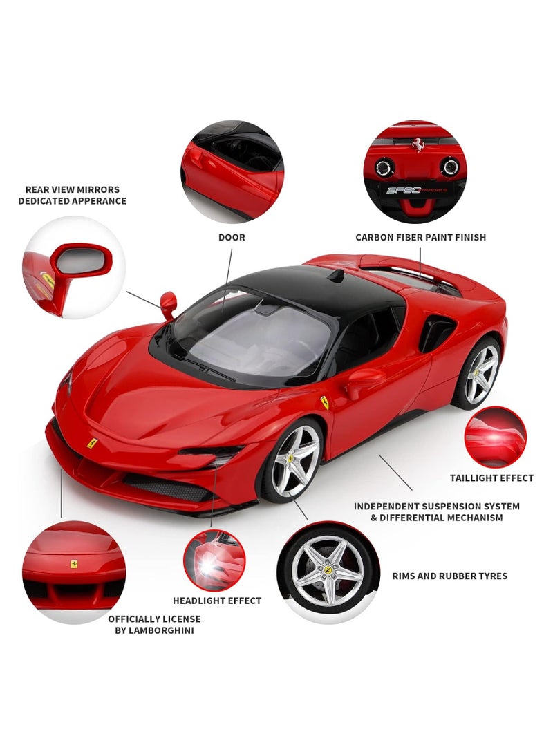 RASTAR Remote Control Car, 1:14 Ferrari SF90 STRADALE Hobby RC Cars with LED Headlamps and Taillights, Four Open Design Toy Car for Boys Age 8-12 - Image 2
