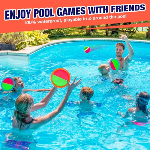 Qrooper Kids Outdoor Toys - Toss and Catch Game Set, Outside Yard Camping Beach Pool Toys Games for Boys Girls 3 4 5 6 7 8 9 10 Year Old, 4 Paddles 4 Balls (Blue+Orange) - Image 5