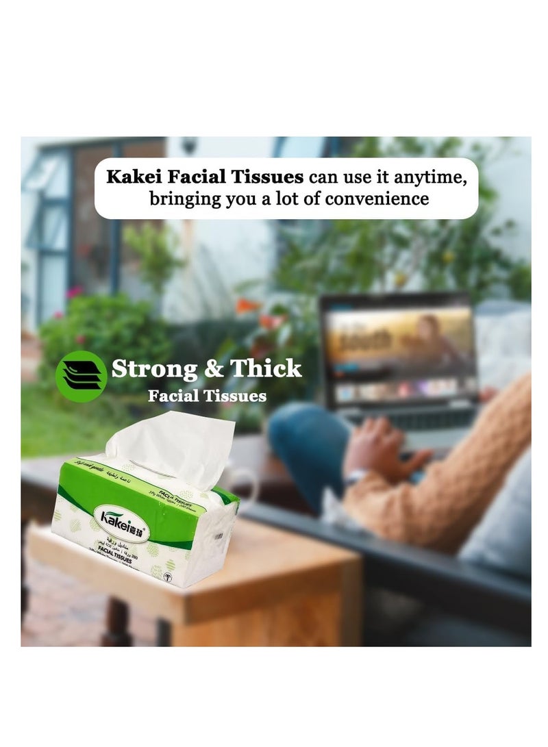 KAKEI 5PCS 3-Ply Facial Tissues, Made from Natural Wood Pulp, Eco-Friendly & Highly Absorbent, Soft yet Durable for Wet & Dry Use, Perfect for Home, Office, Travel, and Restaurants, 200 Sheets (White) - Image 5