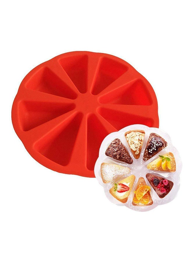 Loquat 8 Fan-Shaped Cavity Silicone Cake Pizza Slices Baking Mould Red - Image 4