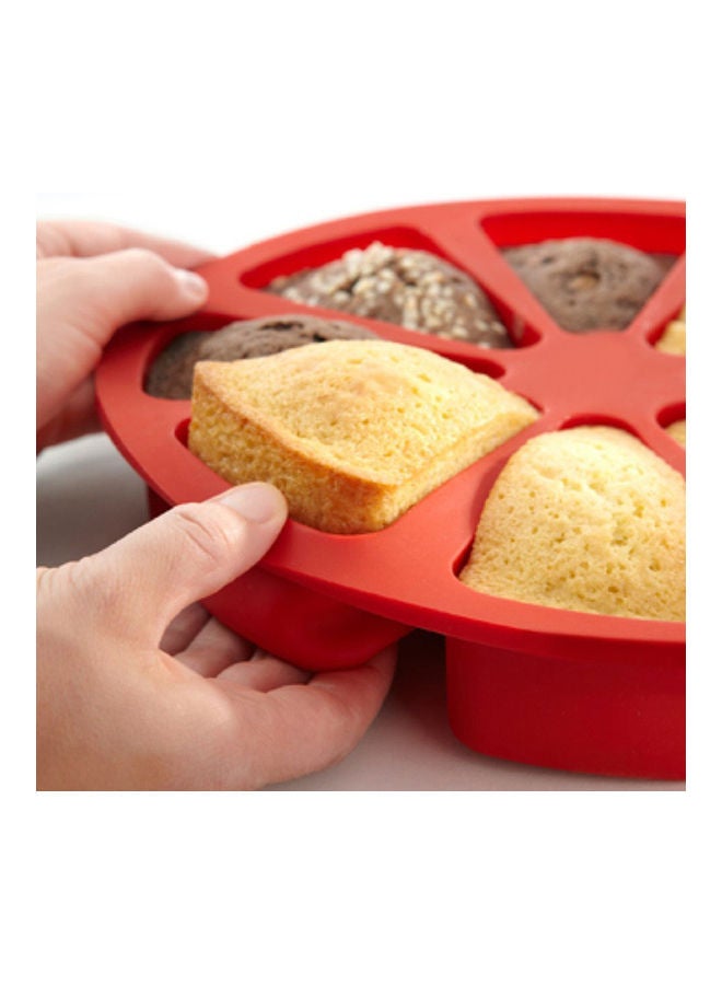 Loquat 8 Fan-Shaped Cavity Silicone Cake Pizza Slices Baking Mould Red - Image 2