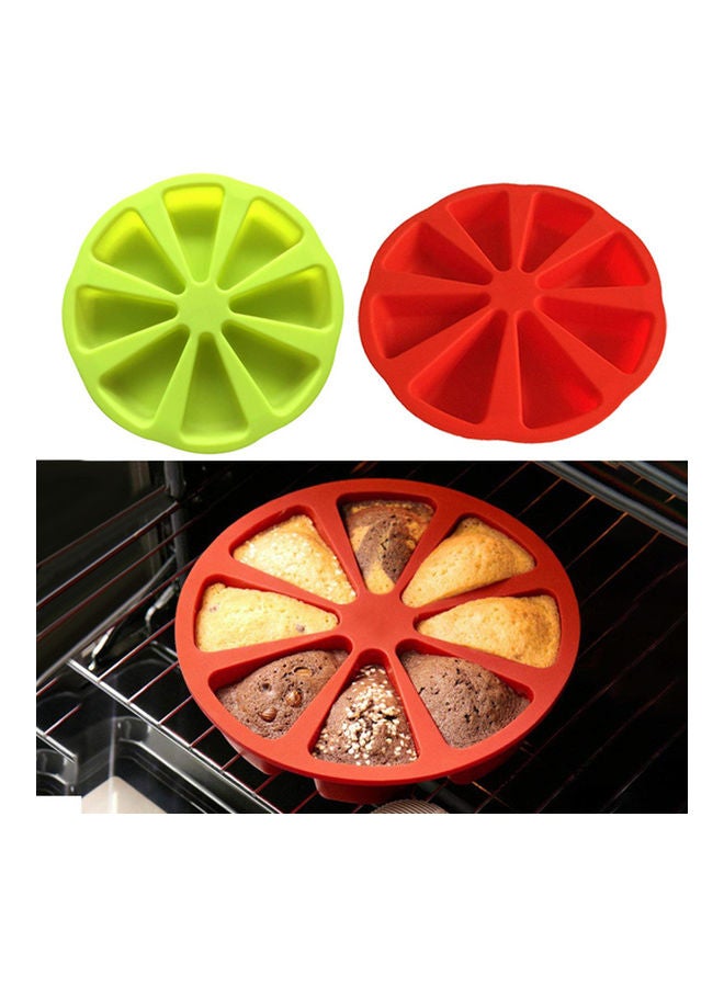 Loquat 8 Fan-Shaped Cavity Silicone Cake Pizza Slices Baking Mould Red - Image 5