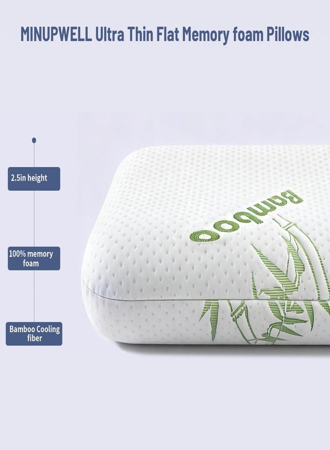 MINUPWELL Flat Pillows for Sleeping Thin, Cooling Gel 100% Memory Foam-2.5 inch Height Ultra Thin Pillows,50D Cervical Neck Pillow Side Sleeper Pillow for Neck Pain Relief,Standard Size -24x16in - Image 2