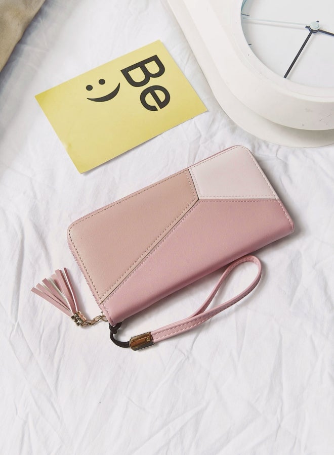 Women's Contrasting Color Design Wallet, Ladies Multi-compartment Card Holder Coin Purse Passport Bag, Tassel Clutch Bag Handbag Tote Bag for Girls/College Students/Teenager/Youth - Image 3