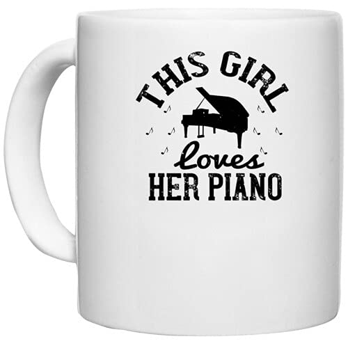 UDNAG White Ceramic Coffee/Tea Mug 'Piano | This Girl Loves her Piano' Perfect for Gifting [330ml] - Image 5