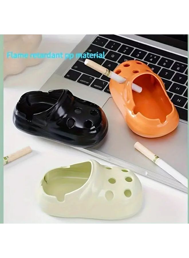 Orange Modern Hollow Design Plastic Ashtray Home Office Decor Durable Cute - Image 2