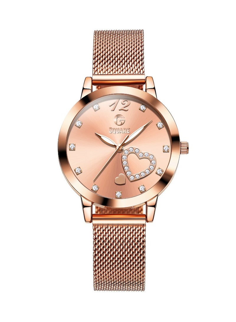 Gsquare Women’s Analog Quartz Rose Gold Stainless Steel Mesh Watch – Model 5189 - Image 1
