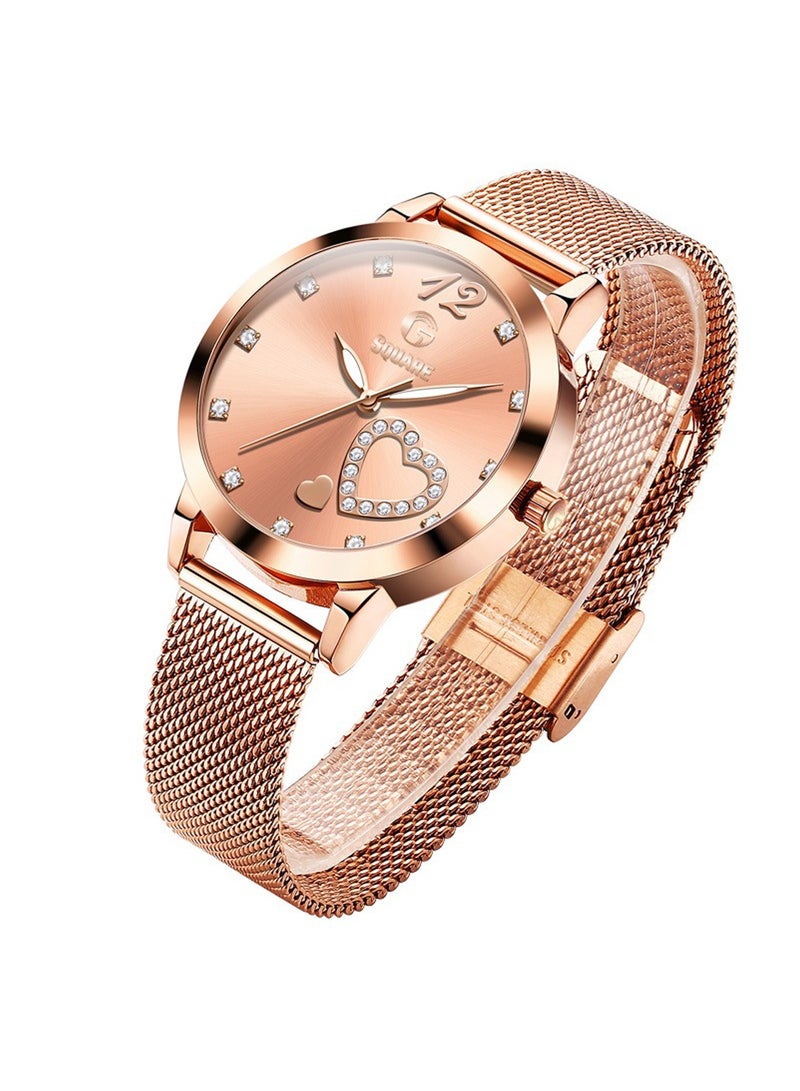 Gsquare Women’s Analog Quartz Rose Gold Stainless Steel Mesh Watch – Model 5189 - Image 2