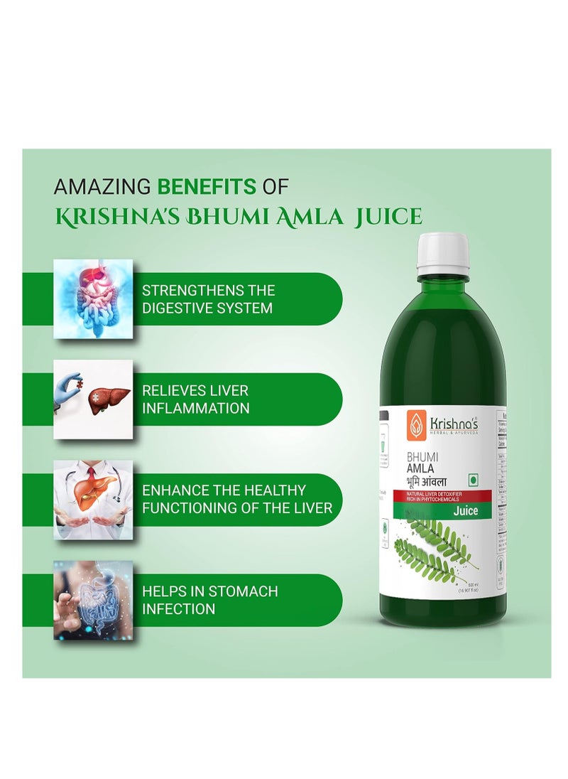 Krishna's Herbal & Ayurveda HERBAL AYURVEDA Bhumi Amla Juice  1000 ml Natural liver detoxifier  Strengthens the digestive system Sugar free Juice  - Image 3