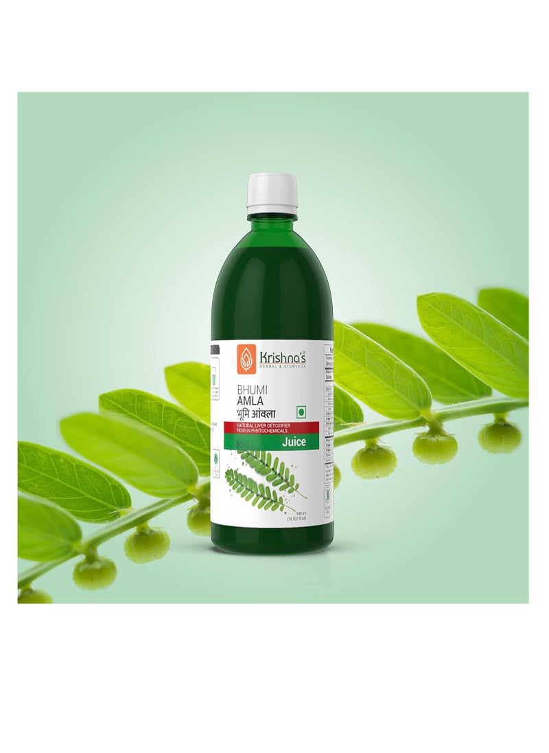 Krishna's Herbal & Ayurveda HERBAL AYURVEDA Bhumi Amla Juice  1000 ml Natural liver detoxifier  Strengthens the digestive system Sugar free Juice  - Image 4