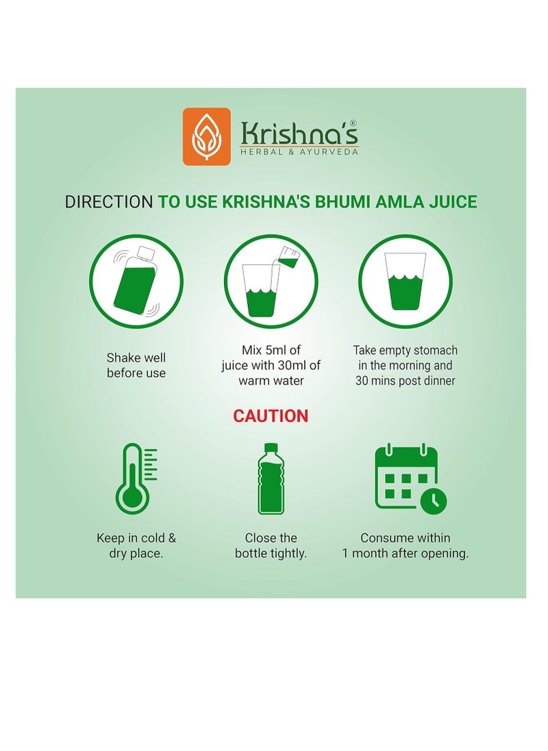 Krishna's Herbal & Ayurveda HERBAL AYURVEDA Bhumi Amla Juice  1000 ml Natural liver detoxifier  Strengthens the digestive system Sugar free Juice  - Image 5