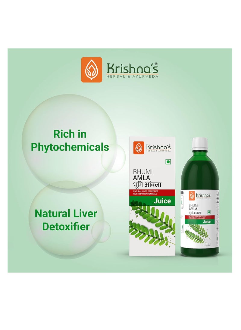 Krishna's Herbal & Ayurveda HERBAL AYURVEDA Bhumi Amla Juice  1000 ml Natural liver detoxifier  Strengthens the digestive system Sugar free Juice  - Image 2