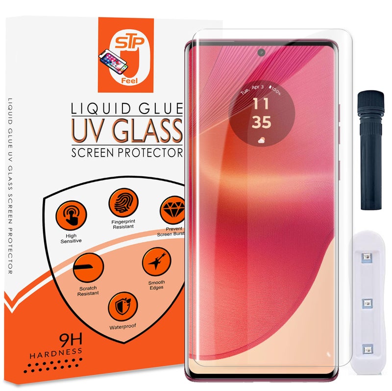STP FEEL® UV Advanced Tempered Glass Screen Protector Compatible For Motorola Edge 50 Fusion 5G / Moto G85 5G (6.7 Inch, Pack of 1) Full Adhesive UV Curved Case Friendly HD Clarity - Image 1