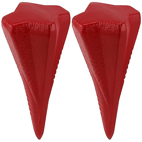 ZEONHAK 4lbs Diamond Wood Splitting Wedge - 4-Direction Steel Splitter for Wood, 2 PCS, Red - Image 1