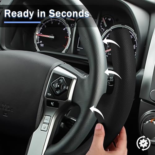 Aotoyou Fit for Tacoma(2012-2023) Steering Wheel Cover, Steering Wheel Cover for Toyota 4Runner(2010-2024) Tundra(2014-2021) Sequoia(2014-2022) Accessories (Perforated Black) - Image 5