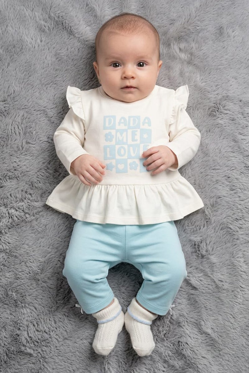 POPEES Toddlers Girl 2 Pcs Graphic Print Top And Pants Set, Multicolor - Image 1