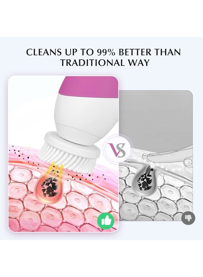 COSLUS Facial Cleansing Brush Face Scrubber: 3in1 JBK-D Electric Exfoliating Spin Cleanser Device Waterproof Deep Cleaning Exfoliation Rotating Spa Machine - Electronic Acne Skin Wash Spinning System - Image 4