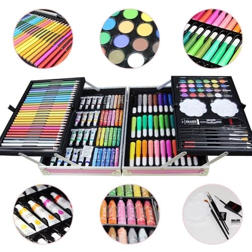 Corslet 145-Piece Art Set for Kids with Unicorn Storage Case | Drawing & Painting Kit with Oil Pastels, Watercolors, Sketch Pens, Color Pencils | Art & Craft Supplies for Girls & Boys (BLUE) - Image 3