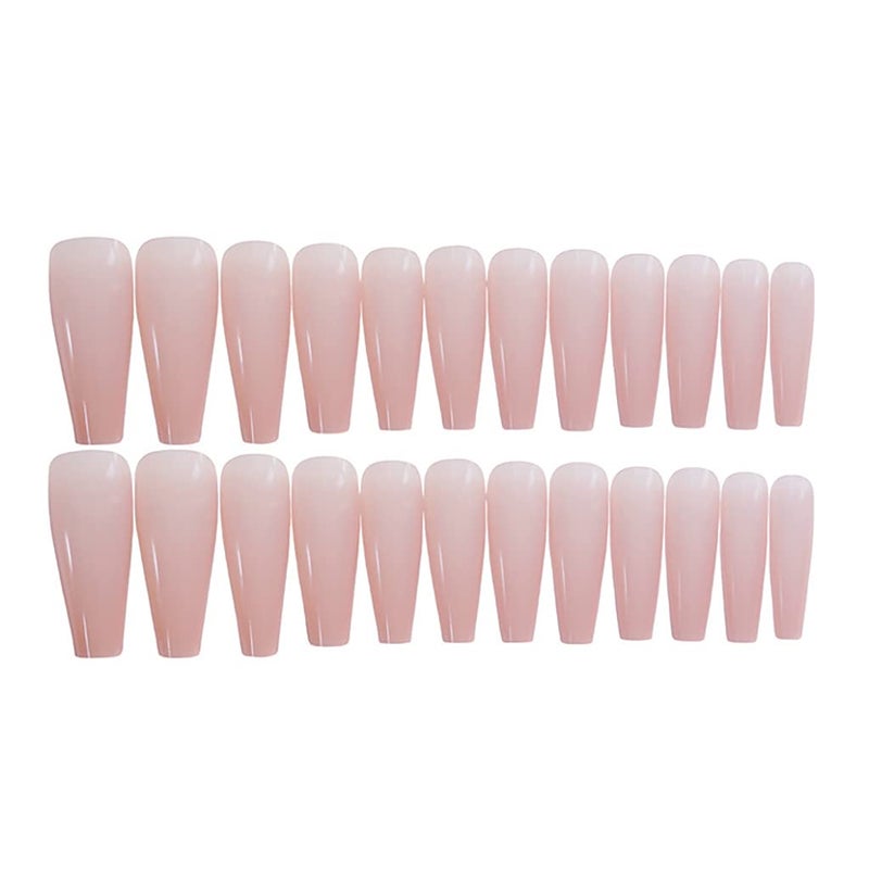RikView Press on Nails Extra Long Pink Acrylic Nails Coffin Nail Tips Glossy Fake Nails (Pink) - Image 3