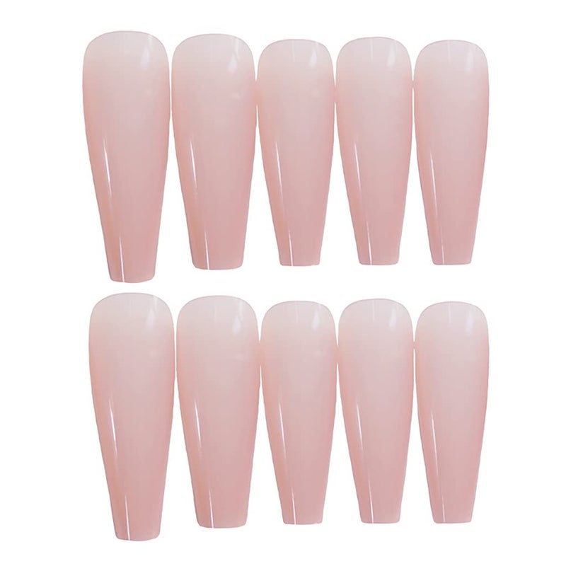 RikView Press on Nails Extra Long Pink Acrylic Nails Coffin Nail Tips Glossy Fake Nails (Pink) - Image 2