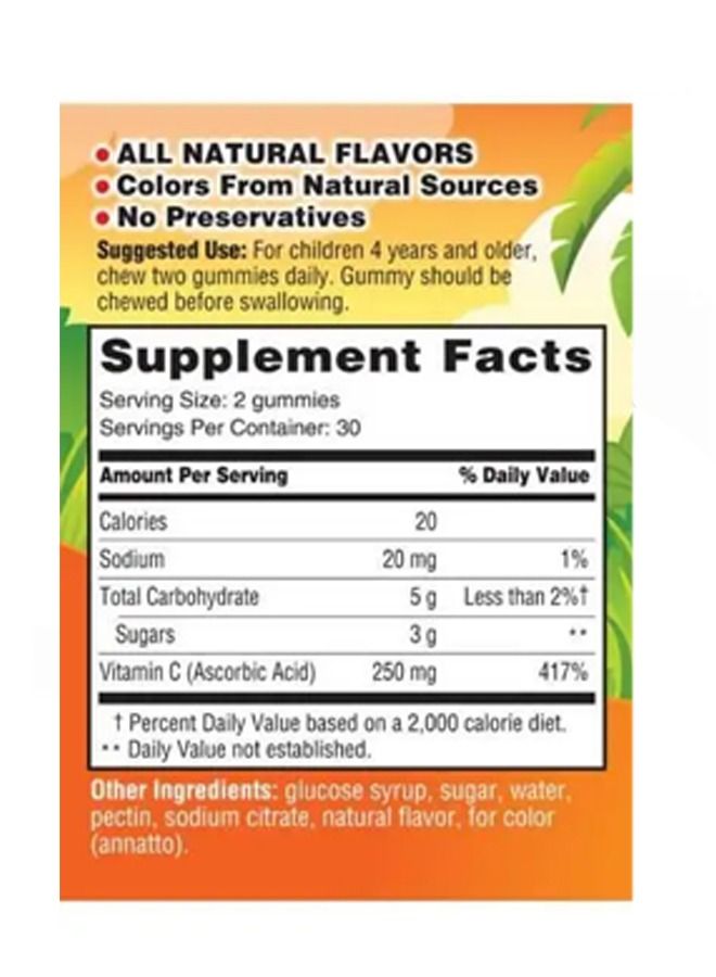 Vitamins C Bottle Natural Orange Flavour - 60 Gummies