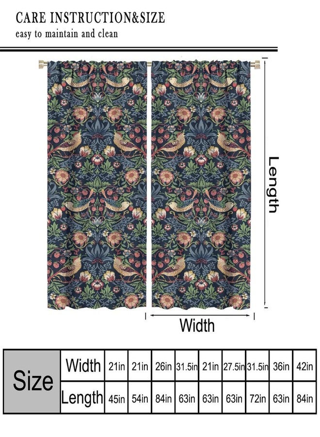 Yearn Jear ستائر ييرن جير ويليام موريس الزهرية، ستائر نوافذ غرف النوم والمعيشة بتصميم زهور الفراولة المائية باللون الأزرق، مقاس 42 × 45 بوصة - Image 2